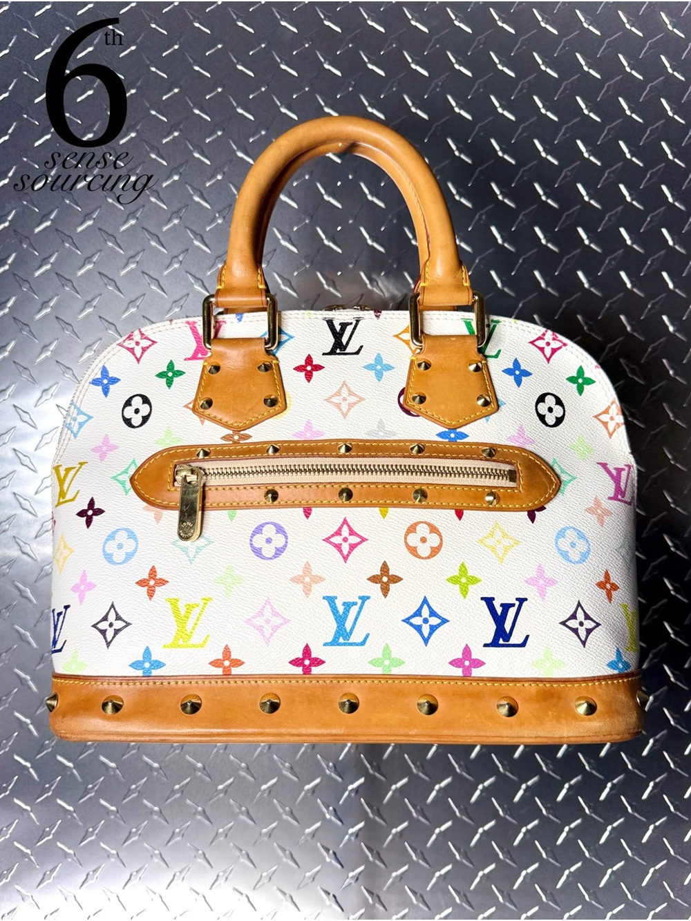 Louis Vuitton Vintage MultiColor Murakami Alma PM in White